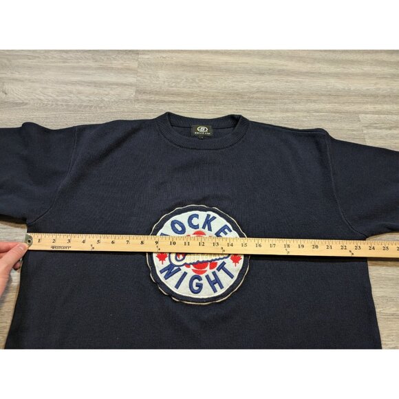 Vintage Bulletin Men's Large Hockey Night in Canada Jersey Sweater Knit NHL CBC - Picture 8 of 10